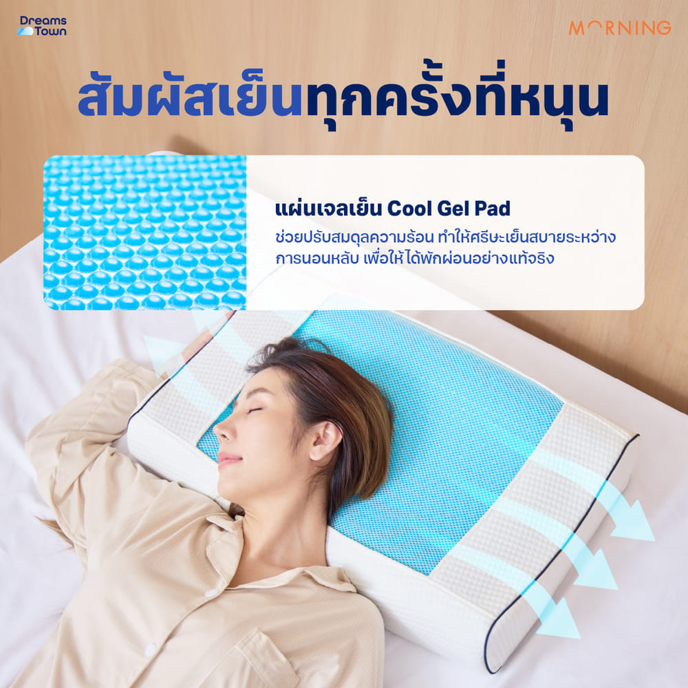 หมอนสุขภาพ MEMORY FOAM & GEL MORNING SLEEP FRESH PILLOW